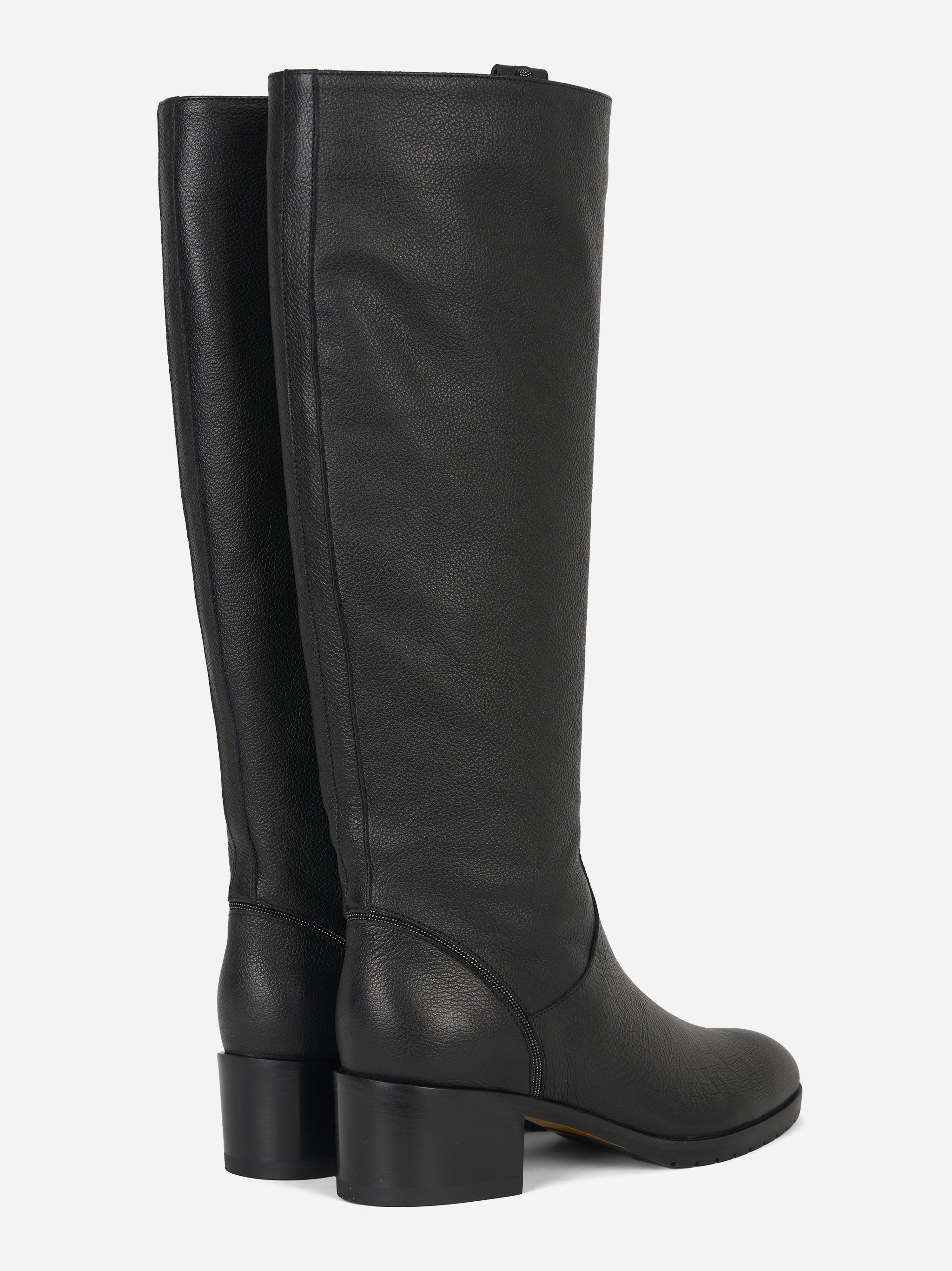 Stivale alto in pelle Nero