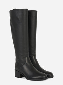 Stivale alto in pelle Nero