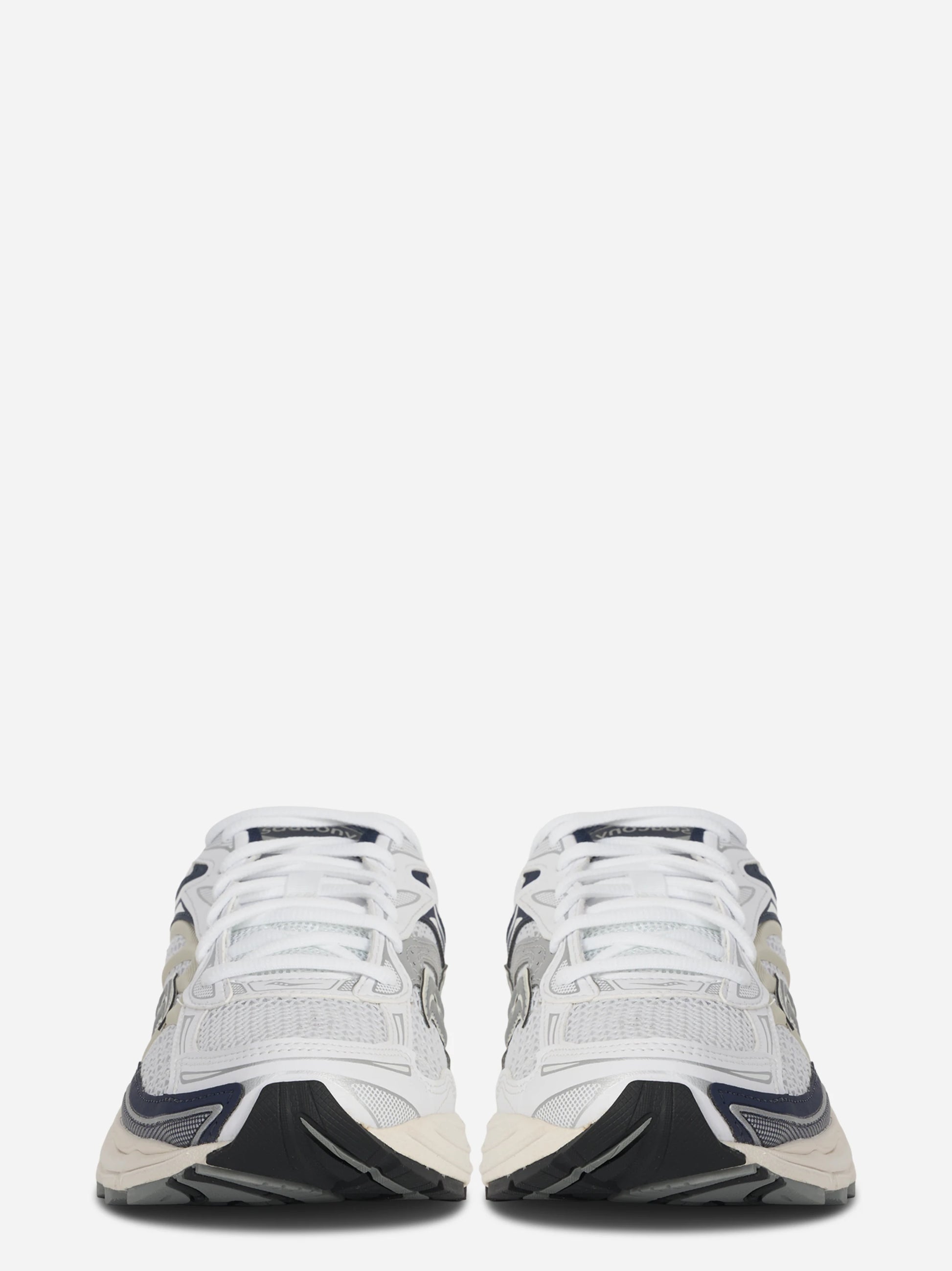 Sneakers Omni Pro Grid bianche con dettagli blu navy
