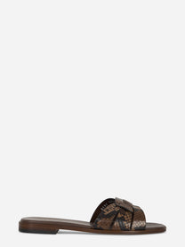 Ciabatta flat con stampa pitone nei toni del marrone