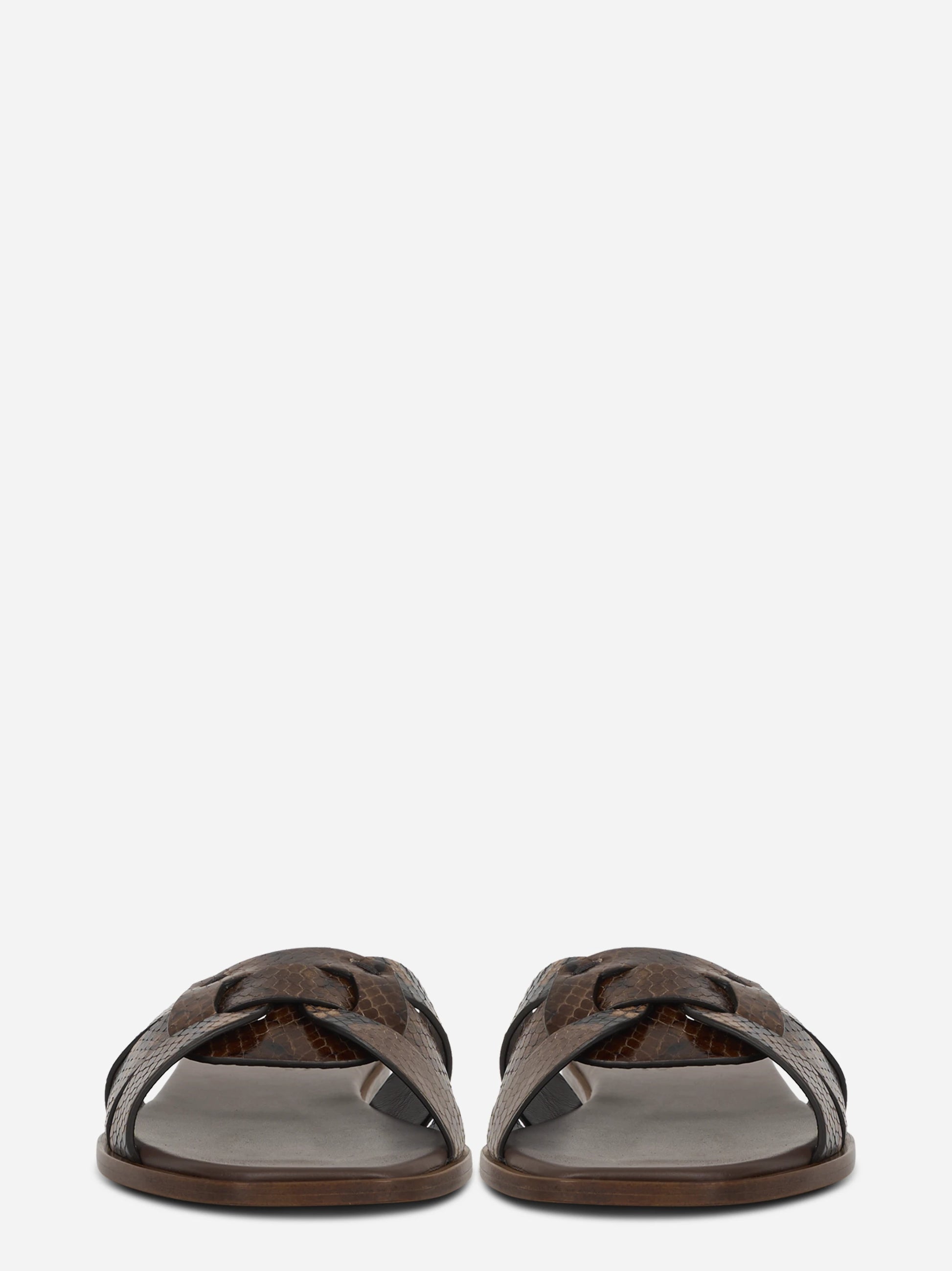 Ciabatta flat con stampa pitone nei toni del marrone
