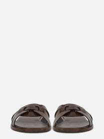 Ciabatta flat con stampa pitone nei toni del marrone