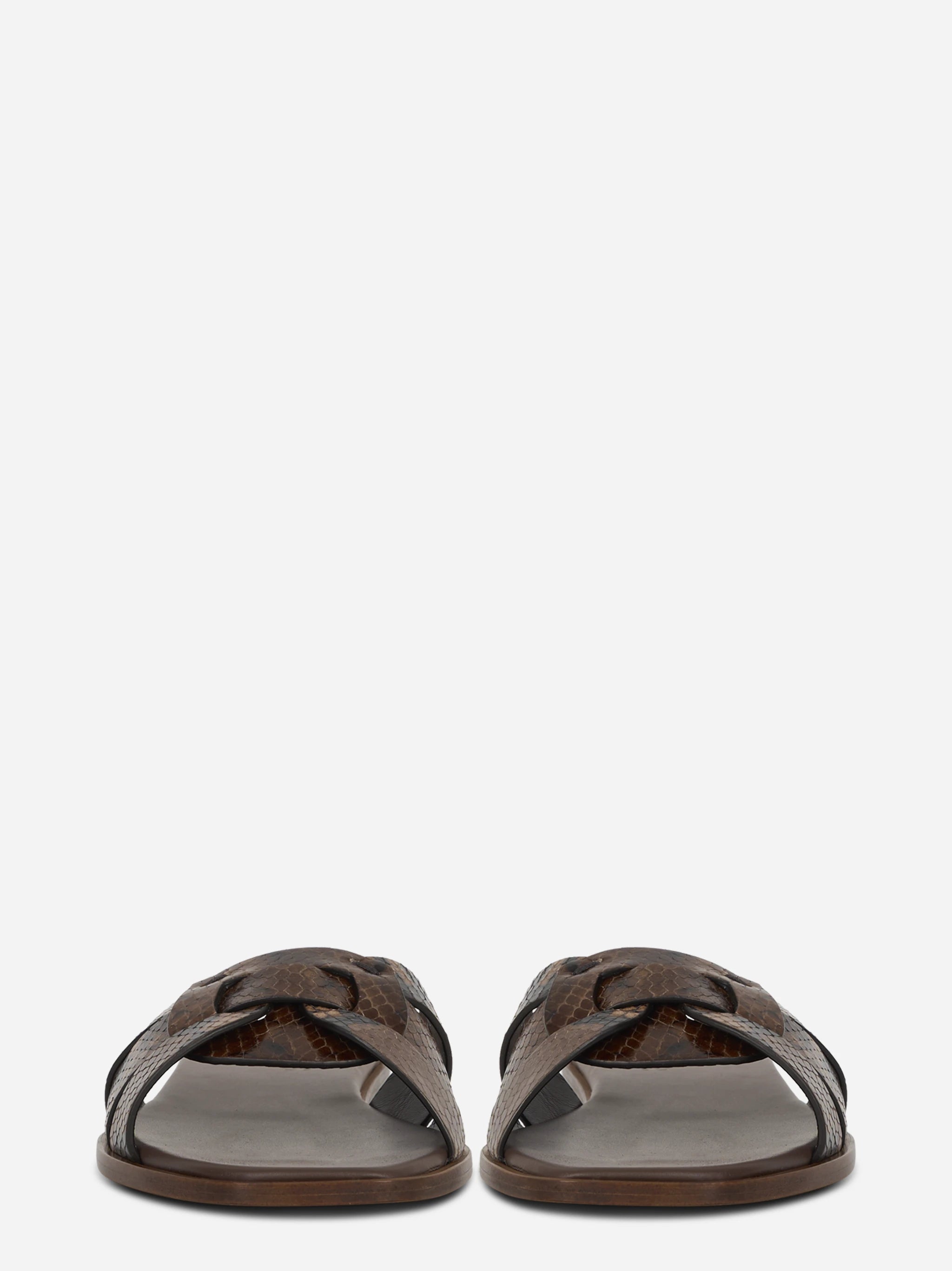 Ciabatta flat con stampa pitone nei toni del marrone