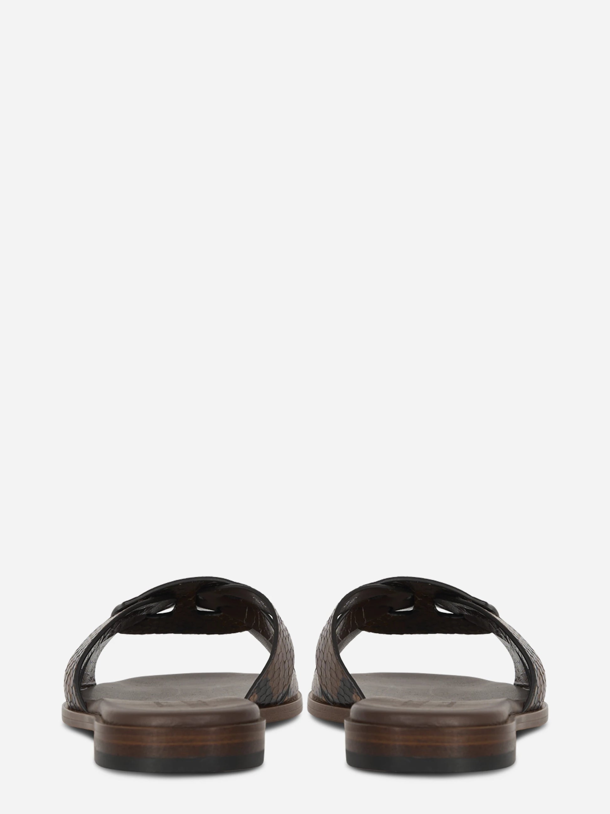 Ciabatta flat con stampa pitone nei toni del marrone