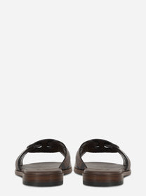 Ciabatta flat con stampa pitone nei toni del marrone