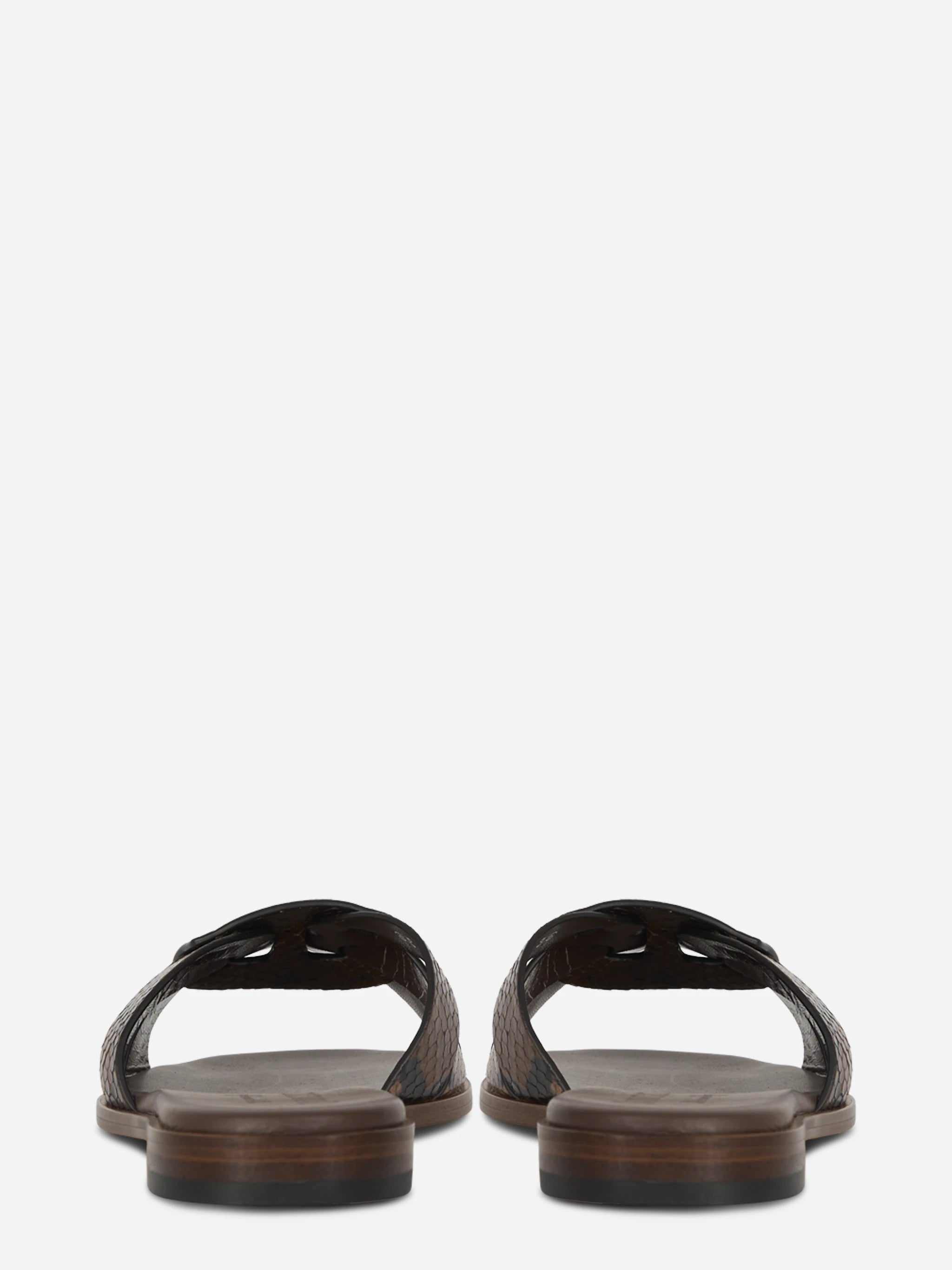 Ciabatta flat con stampa pitone nei toni del marrone