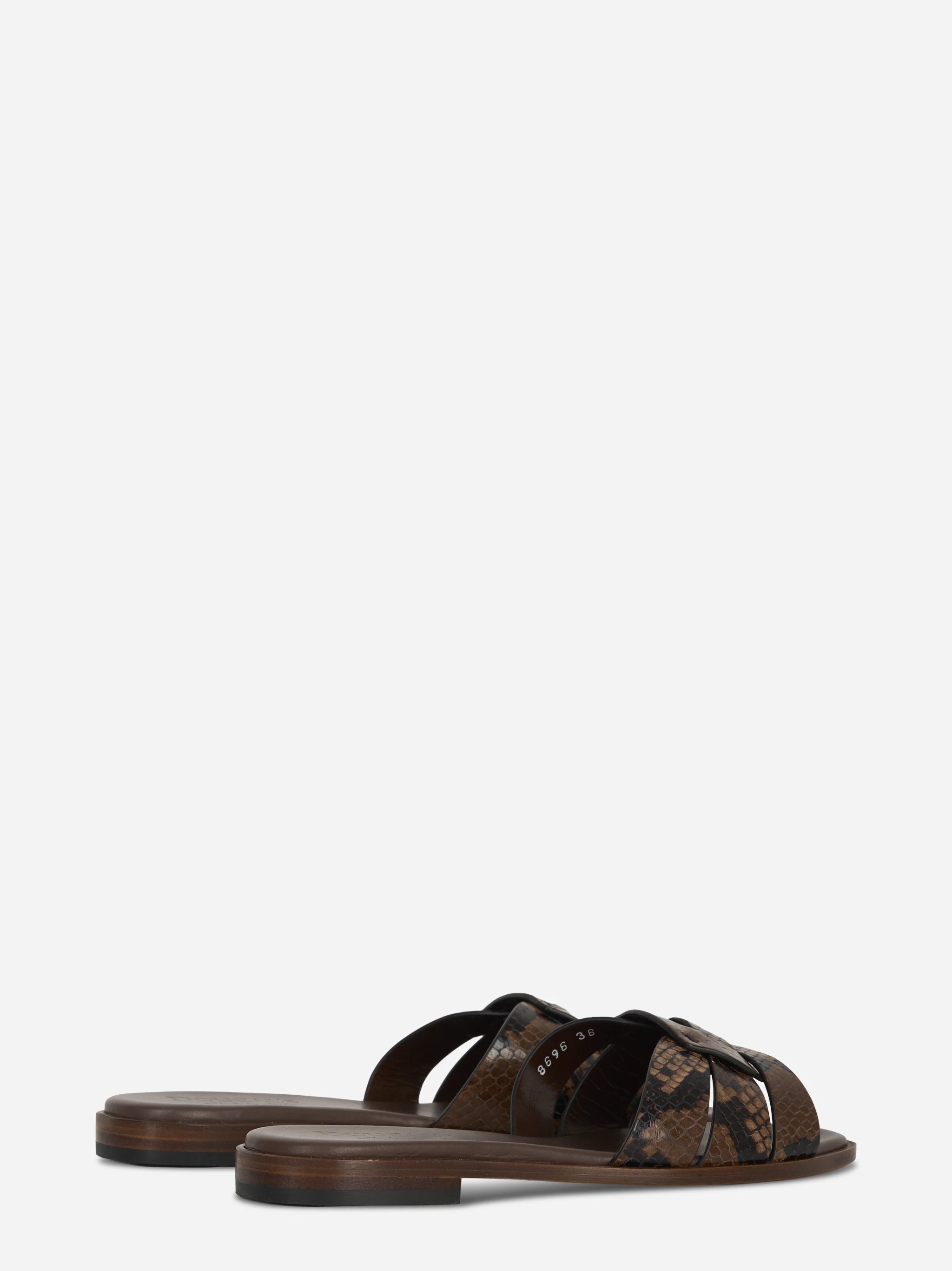 Ciabatta flat con stampa pitone nei toni del marrone