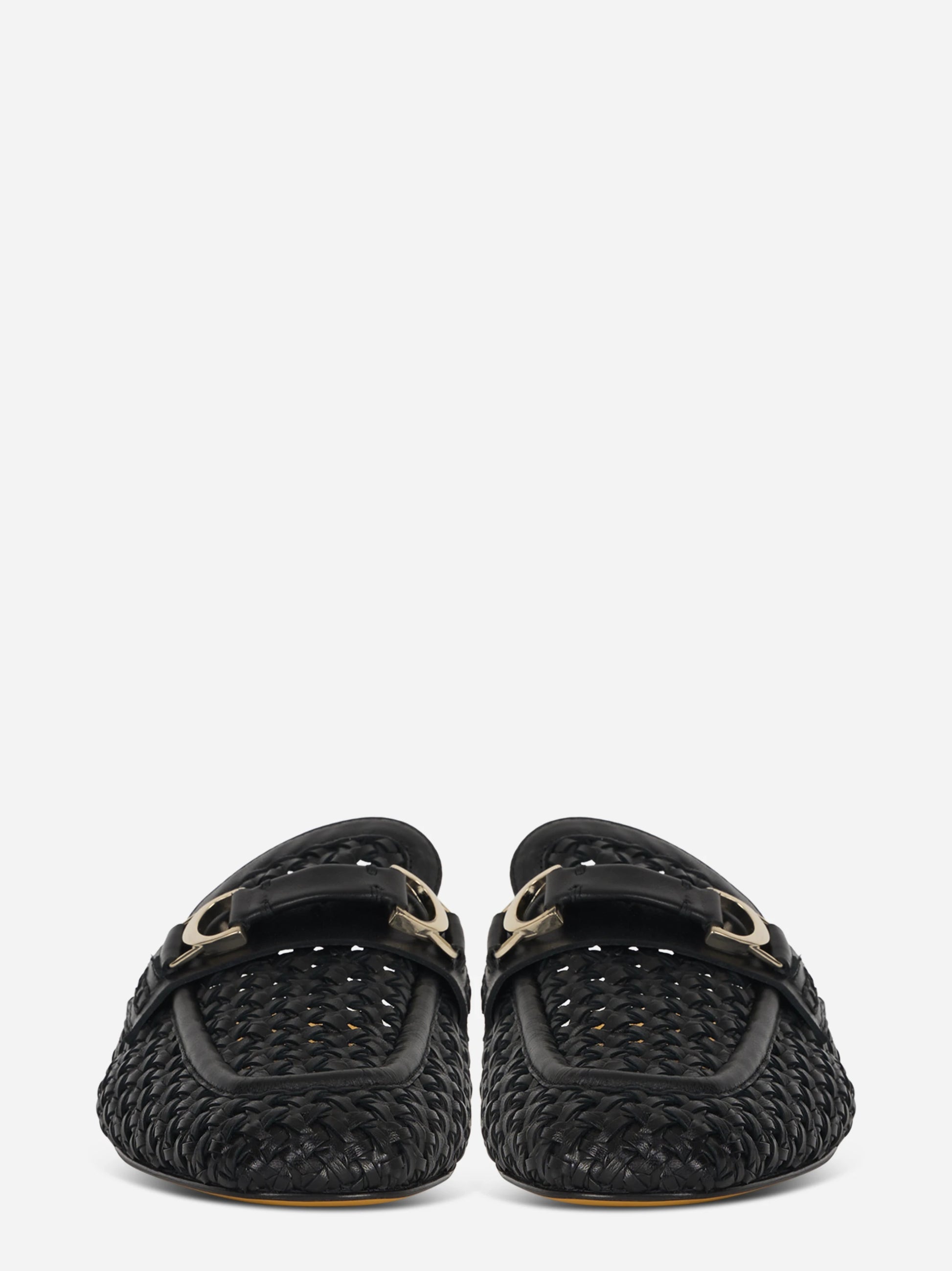 Mocassino sabot nero intrecciato