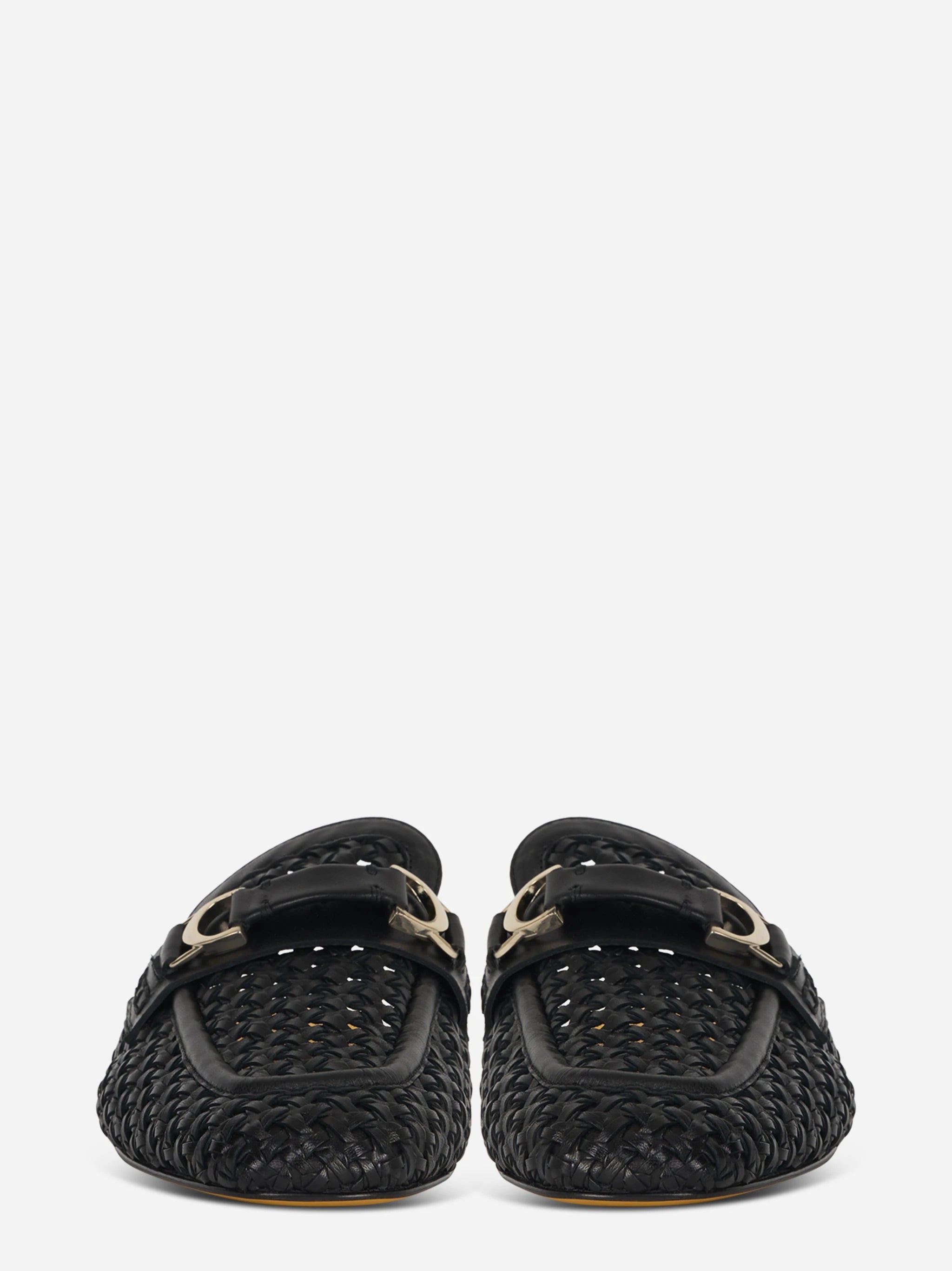 Mocassino sabot nero intrecciato