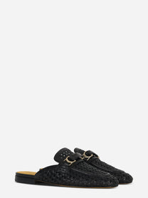 Mocassino sabot nero intrecciato