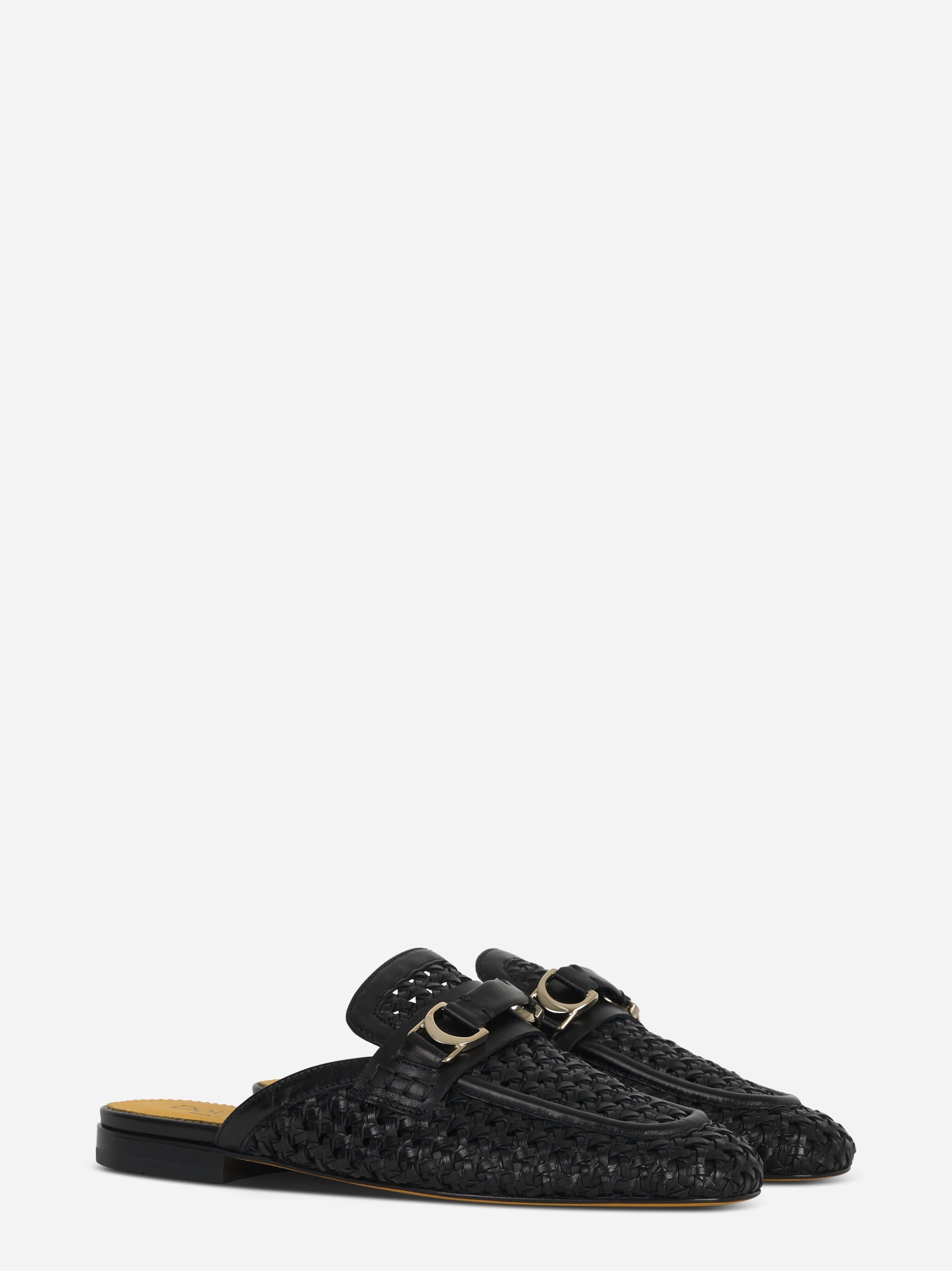 Mocassino sabot nero intrecciato