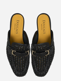 Mocassino sabot nero intrecciato