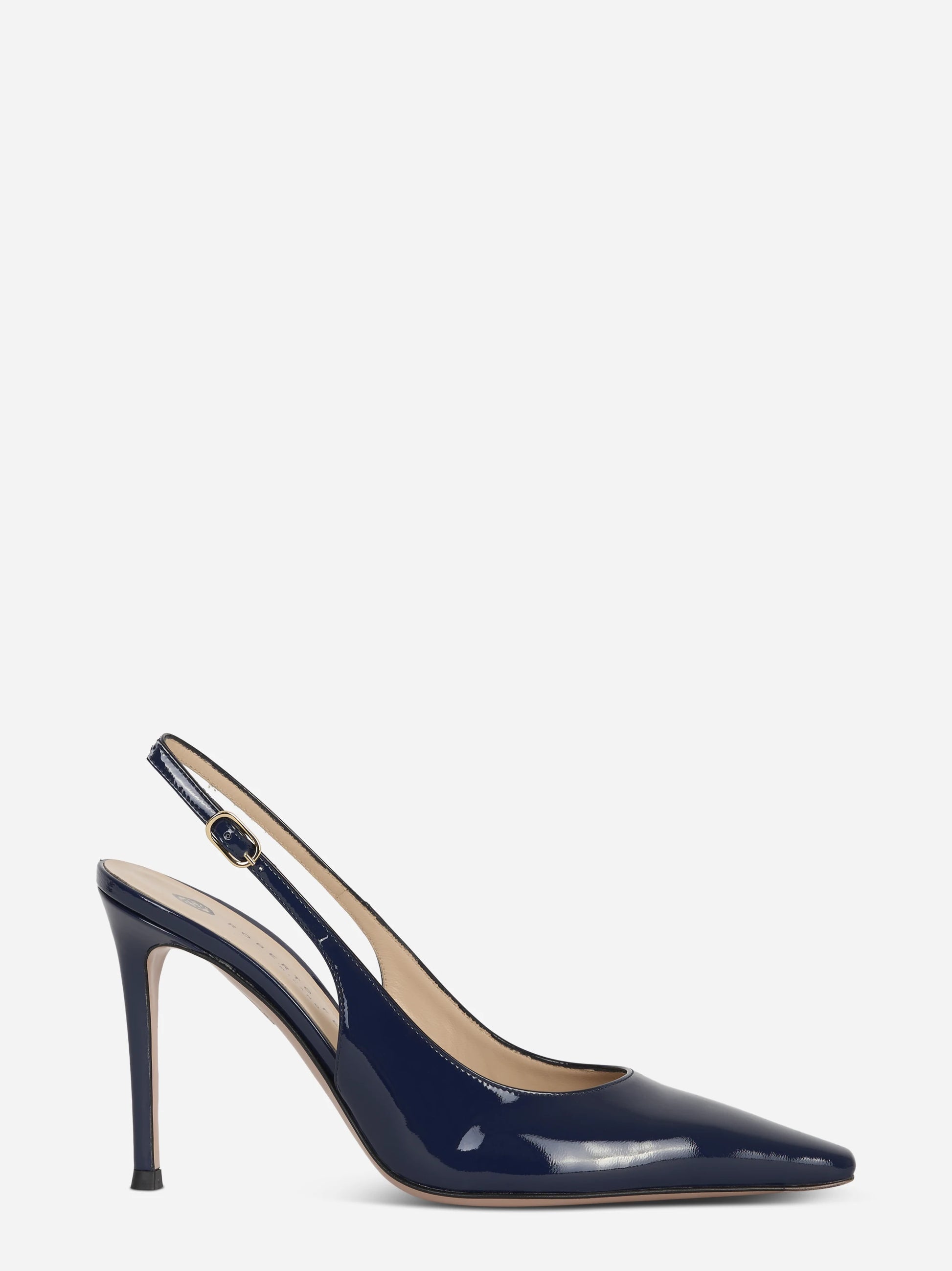 Scarpa con tacco slingback blu lucida