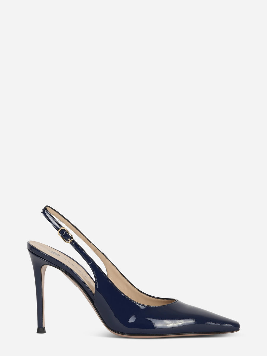 Scarpa con tacco slingback blu lucida