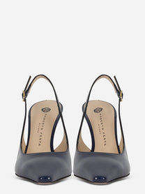 Scarpa con tacco slingback blu lucida