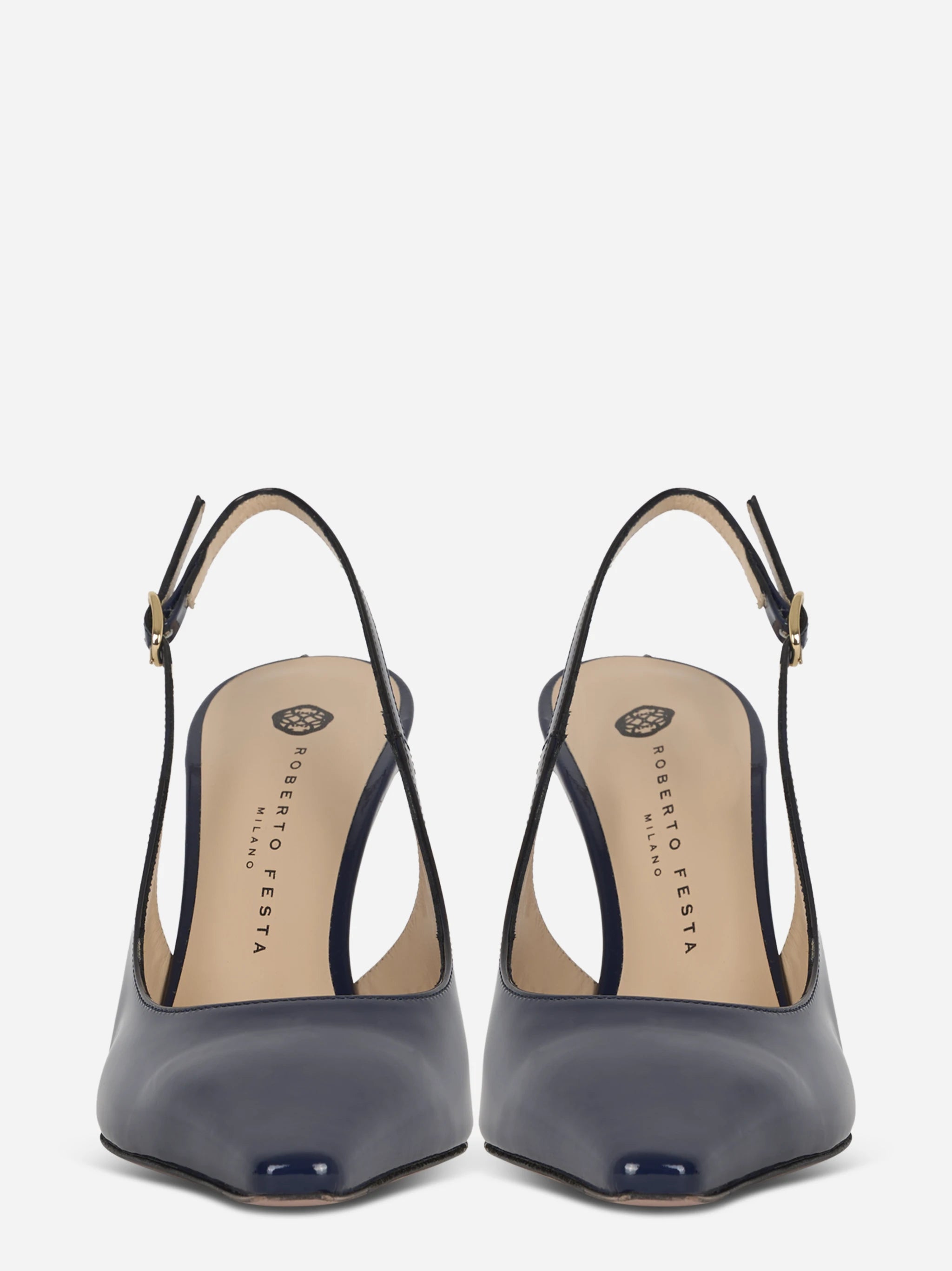 Scarpa con tacco slingback blu lucida