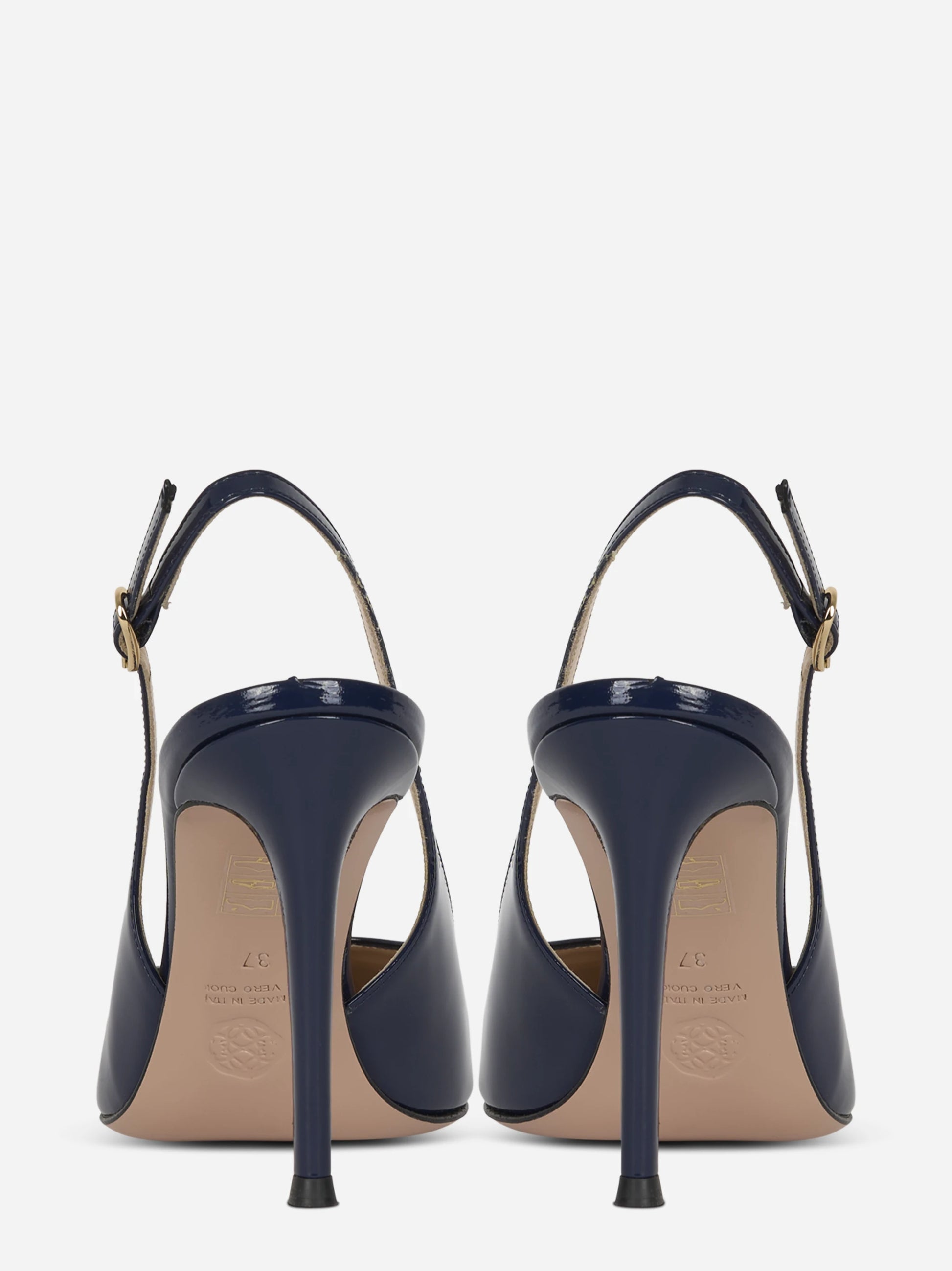 Scarpa con tacco slingback blu lucida