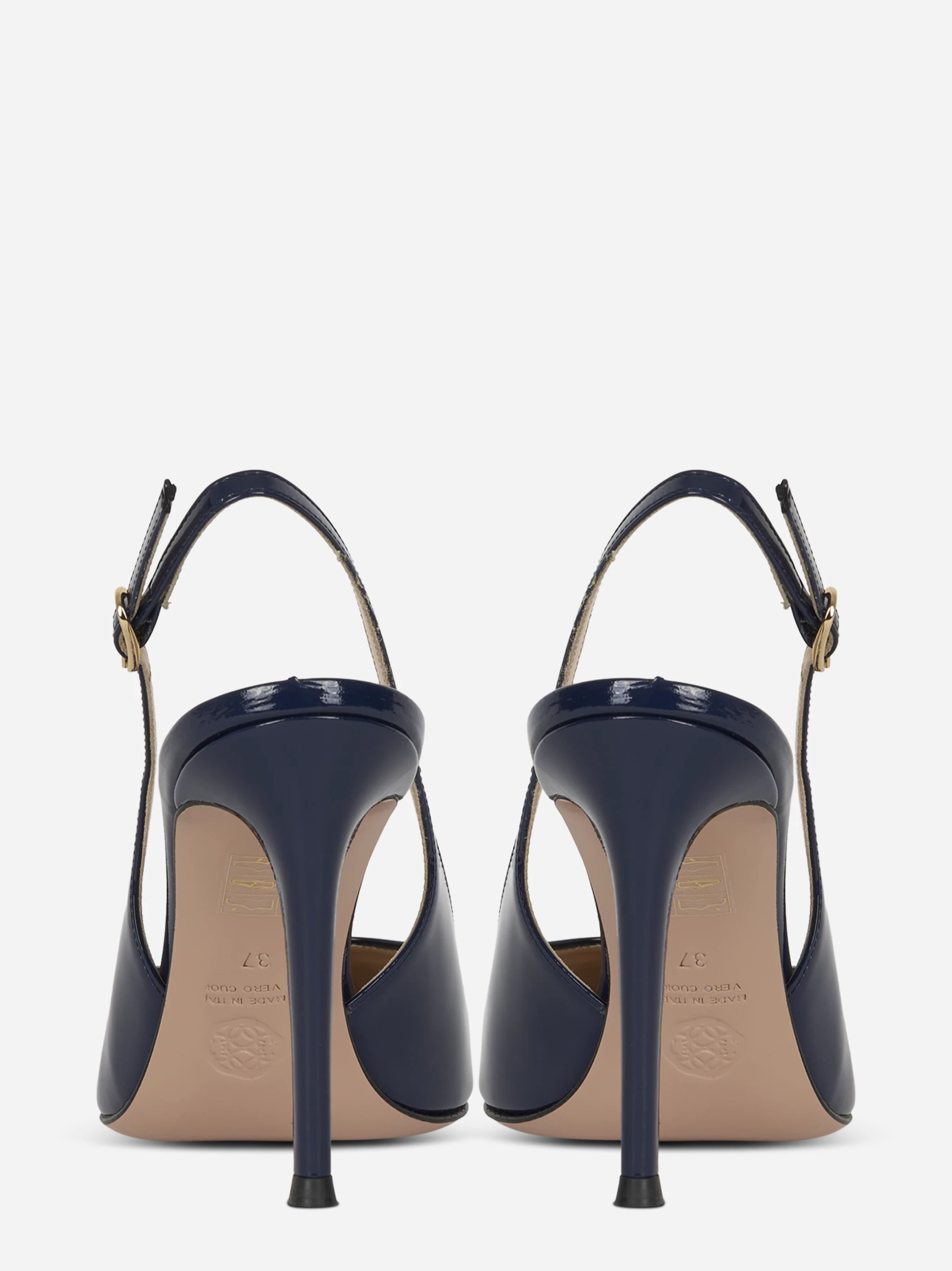 Scarpa con tacco slingback blu lucida