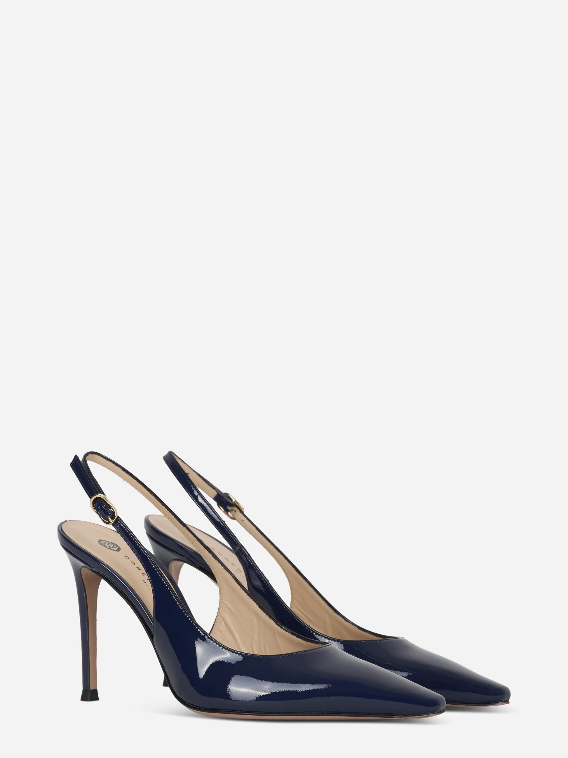 Scarpa con tacco slingback blu lucida