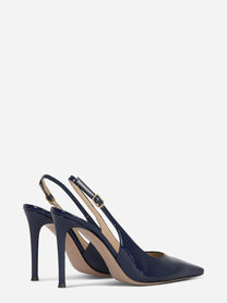 Scarpa con tacco slingback blu lucida