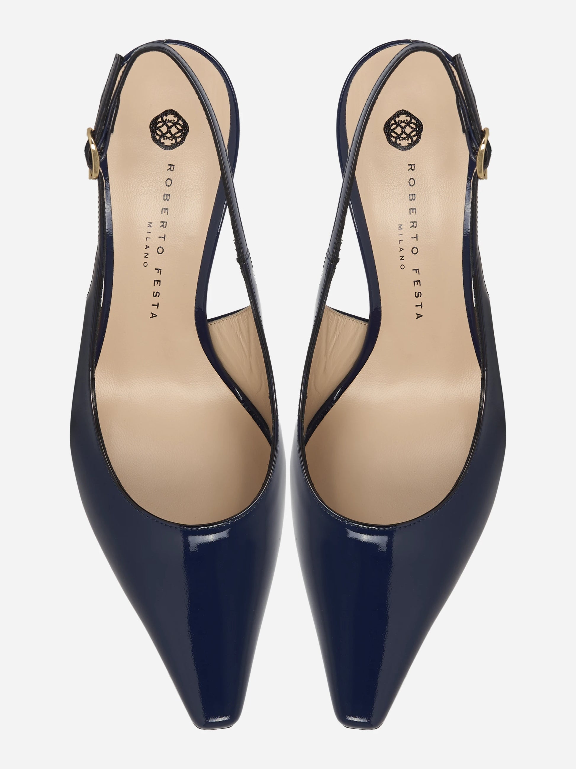 Scarpa con tacco slingback blu lucida