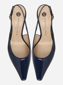 Scarpa con tacco slingback blu lucida