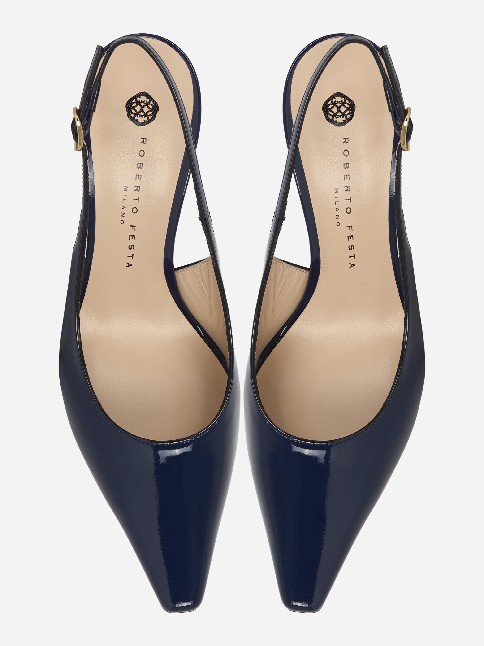 Scarpa con tacco slingback blu lucida