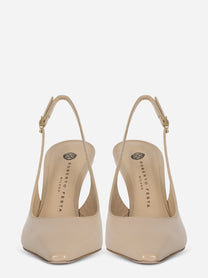 Scarpa con tacco slingback nude lucida