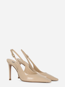Scarpa con tacco slingback nude lucida