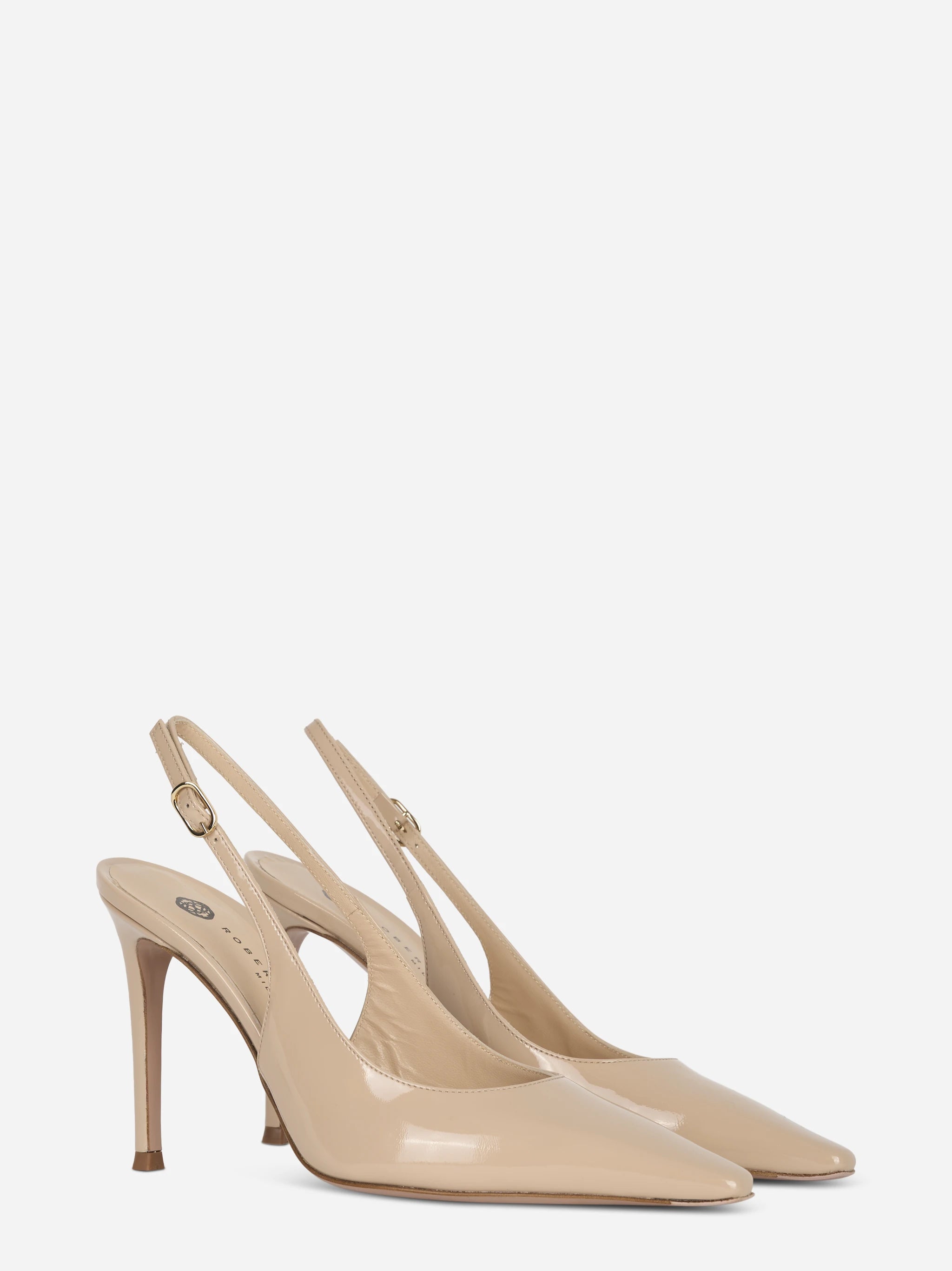 Scarpa con tacco slingback nude lucida