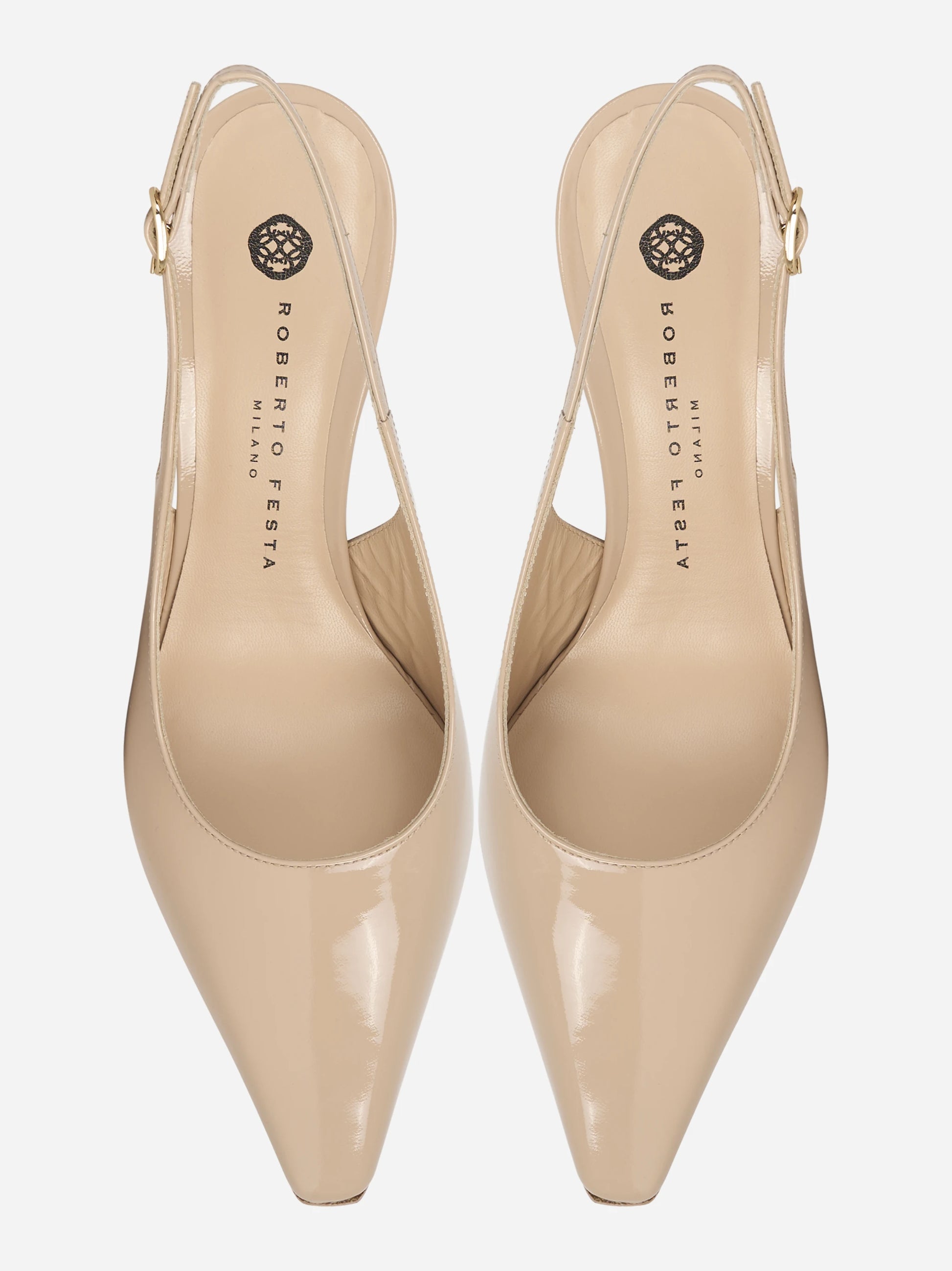 Scarpa con tacco slingback nude lucida