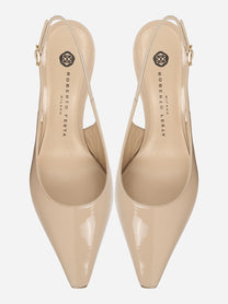 Scarpa con tacco slingback nude lucida