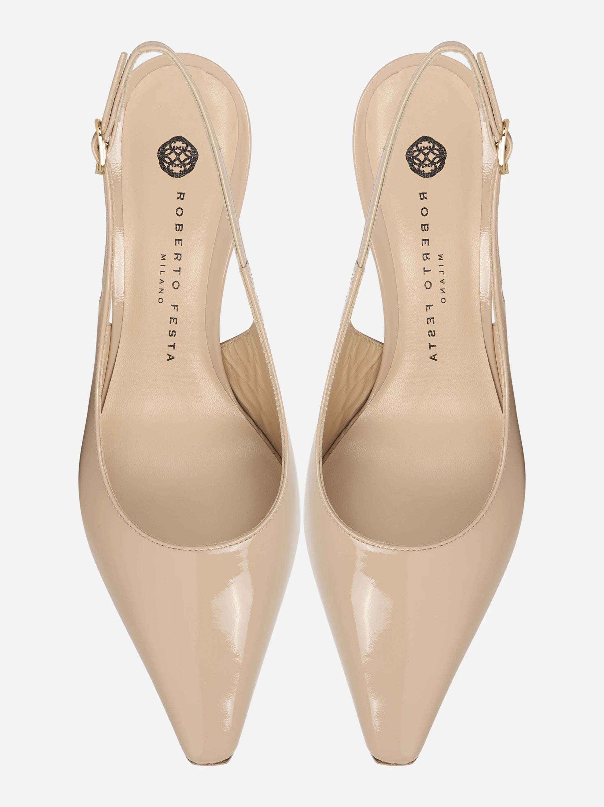 Scarpa con tacco slingback nude lucida