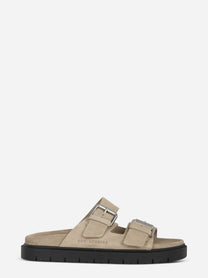 Sandalo flat beige in suede