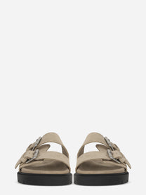 Sandalo flat beige in suede