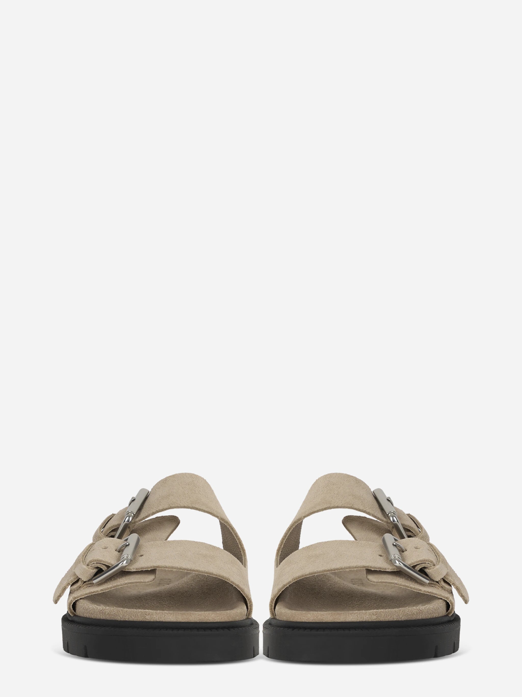 Sandalo flat beige in suede