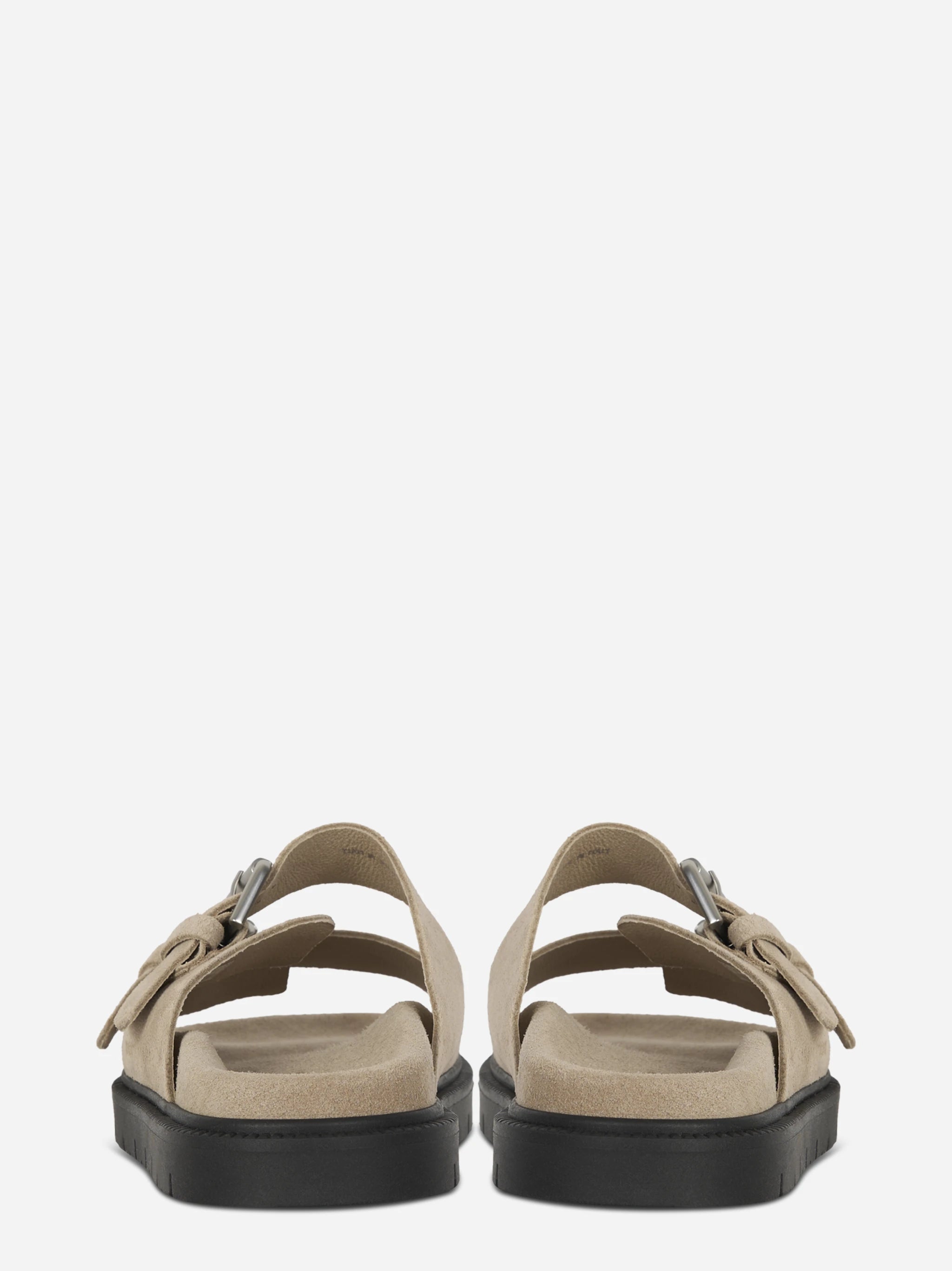 Sandalo flat beige in suede