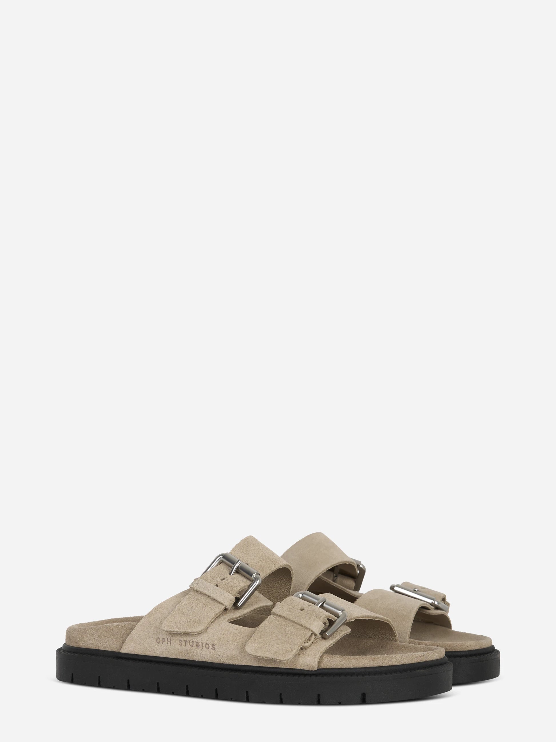 Sandalo flat beige in suede
