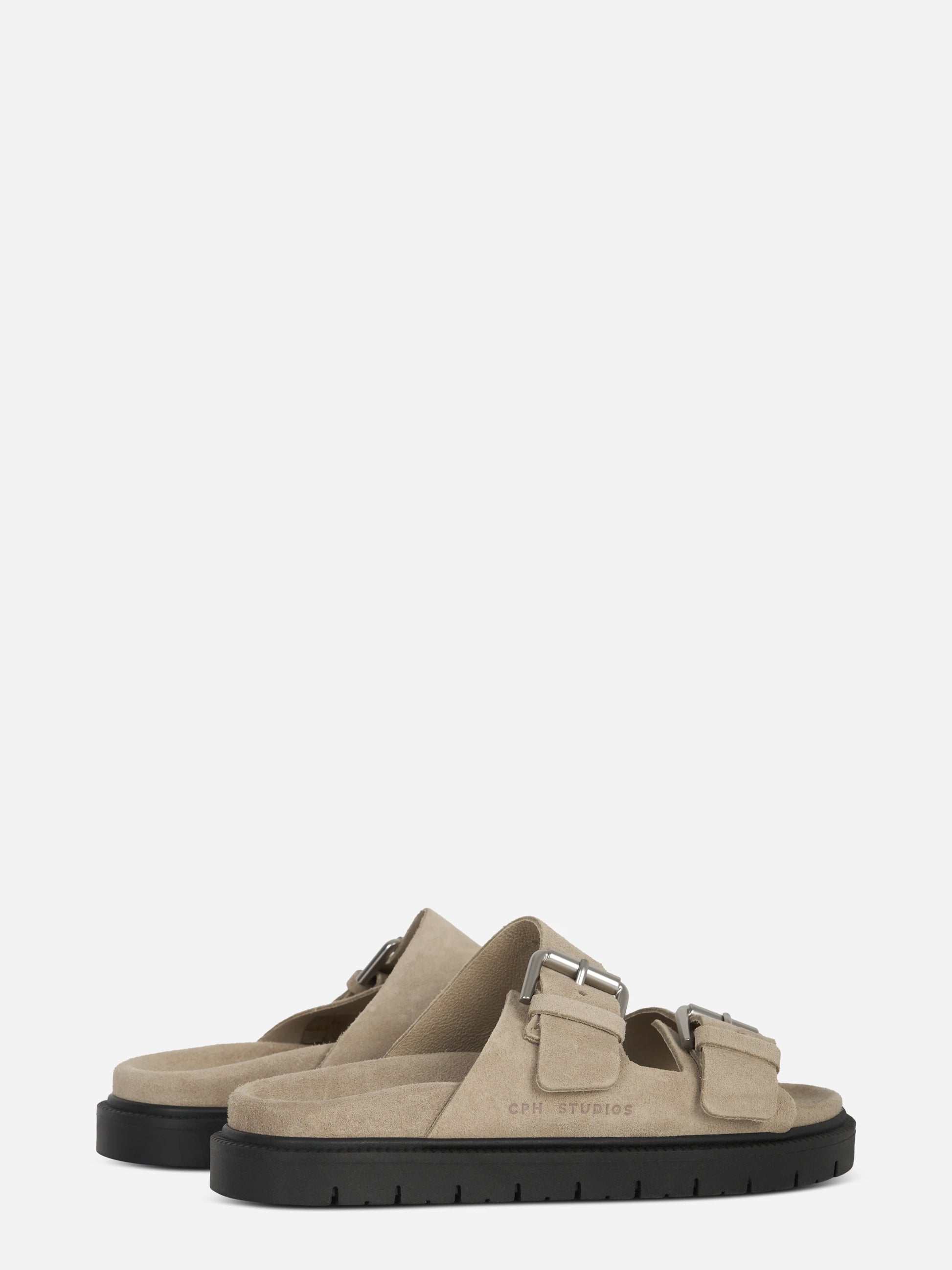 Sandalo flat beige in suede
