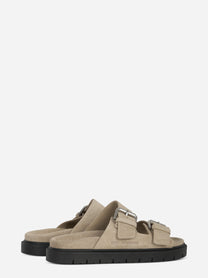 Sandalo flat beige in suede