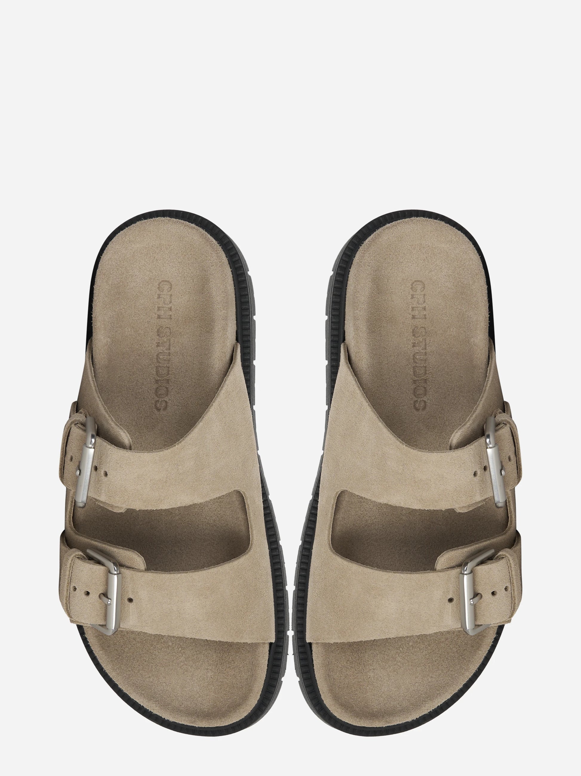 Sandalo flat beige in suede