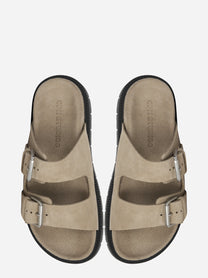 Sandalo flat beige in suede