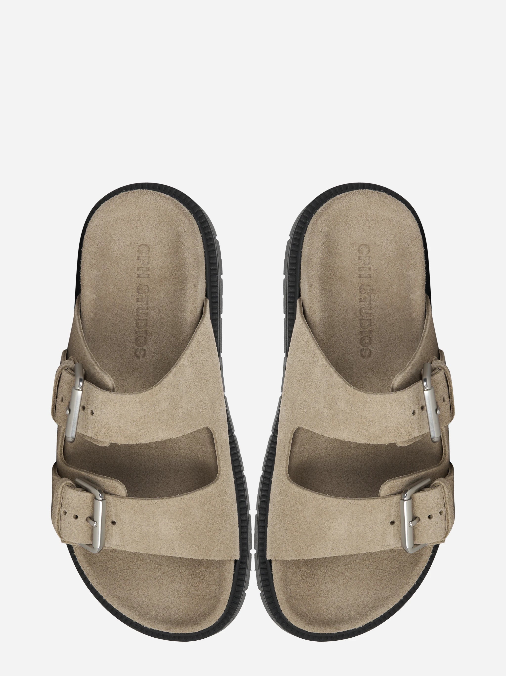 Sandalo flat beige in suede