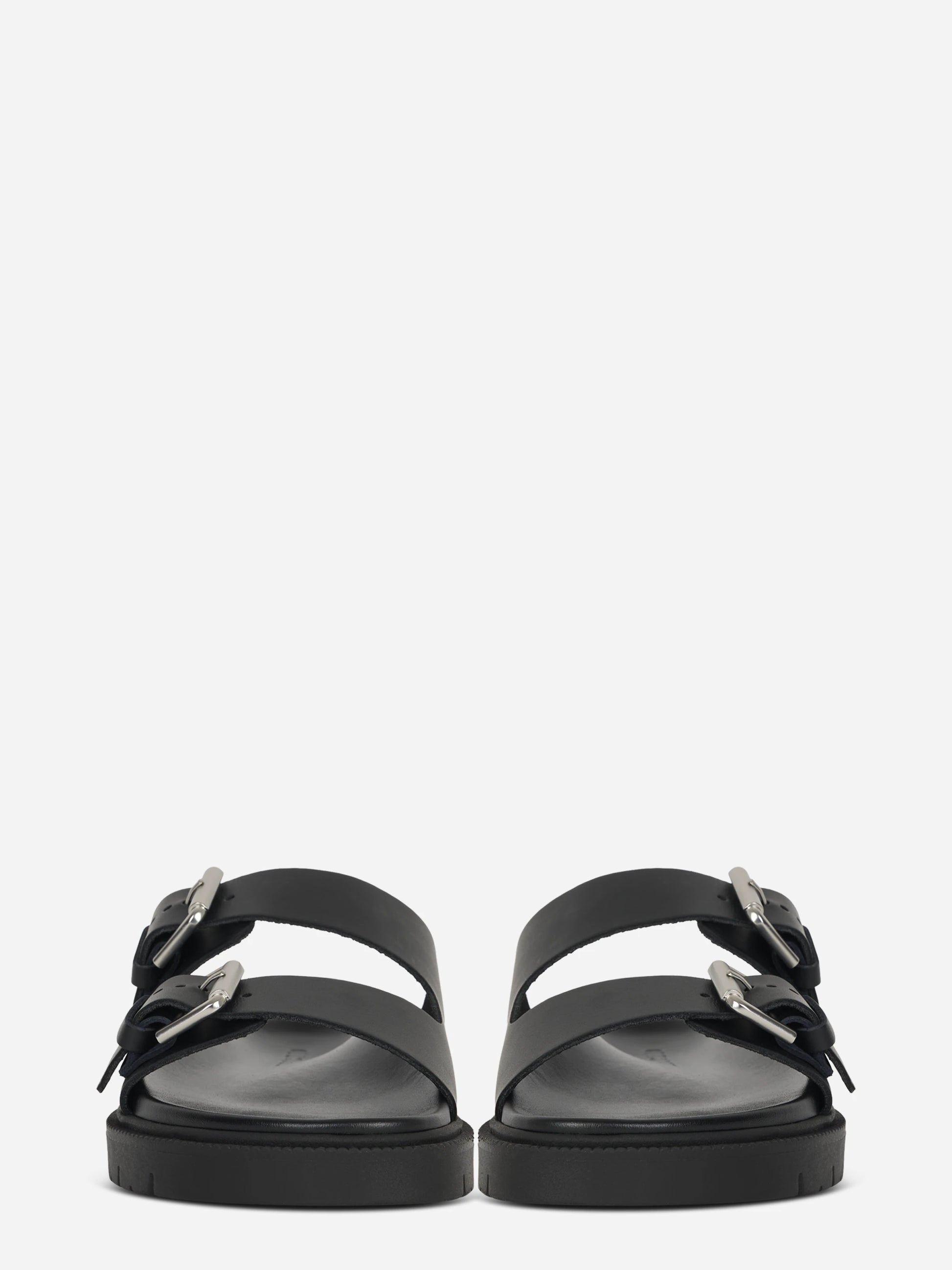 Sandalo flat nero con doppia fascia