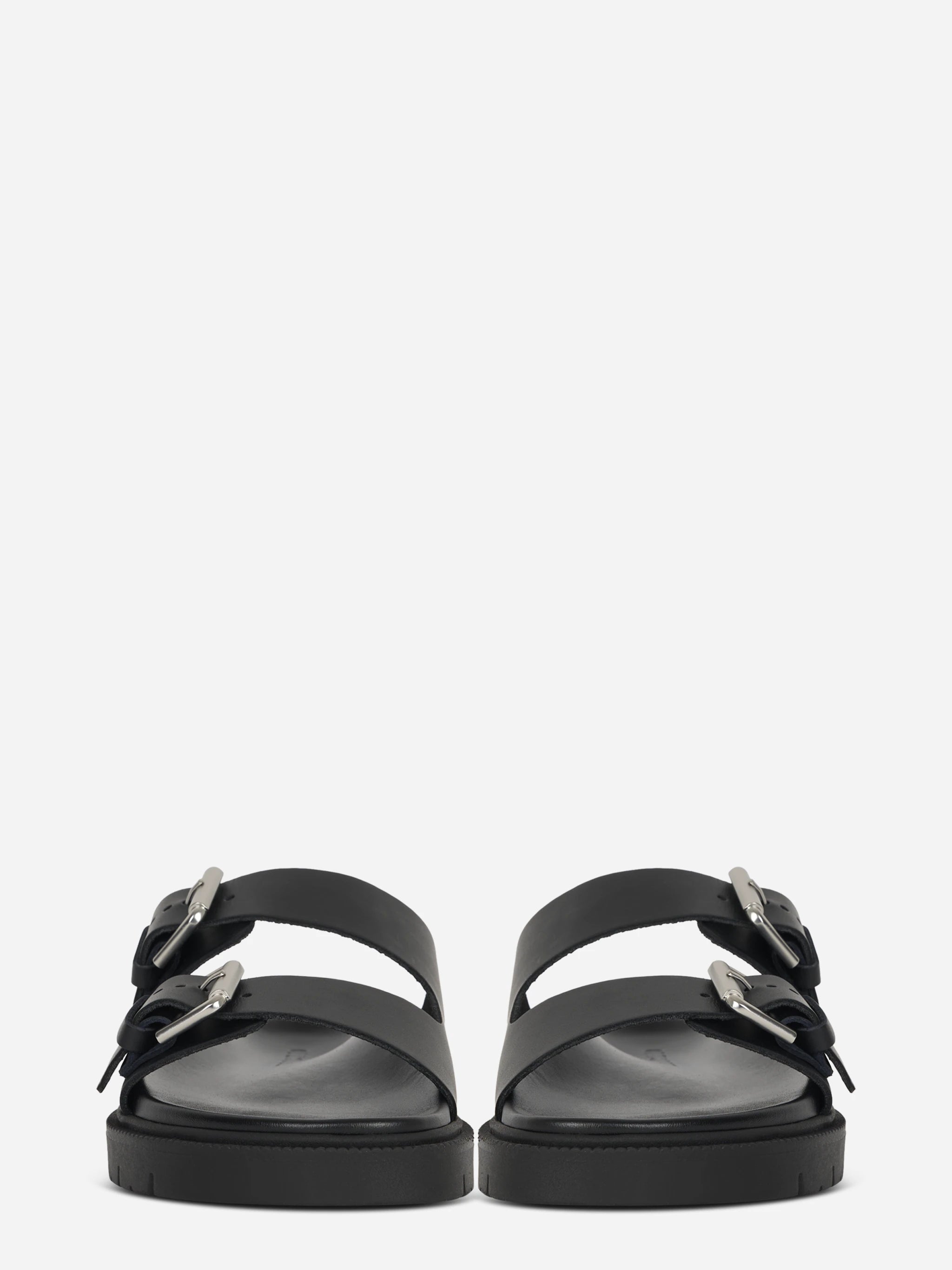 Sandalo flat nero con doppia fascia