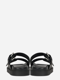Sandalo flat nero con doppia fascia
