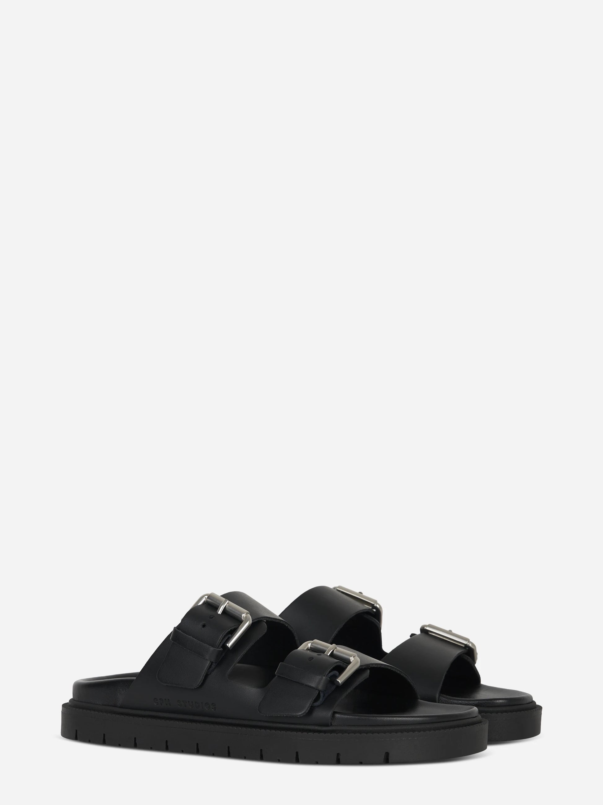 Sandalo flat nero con doppia fascia
