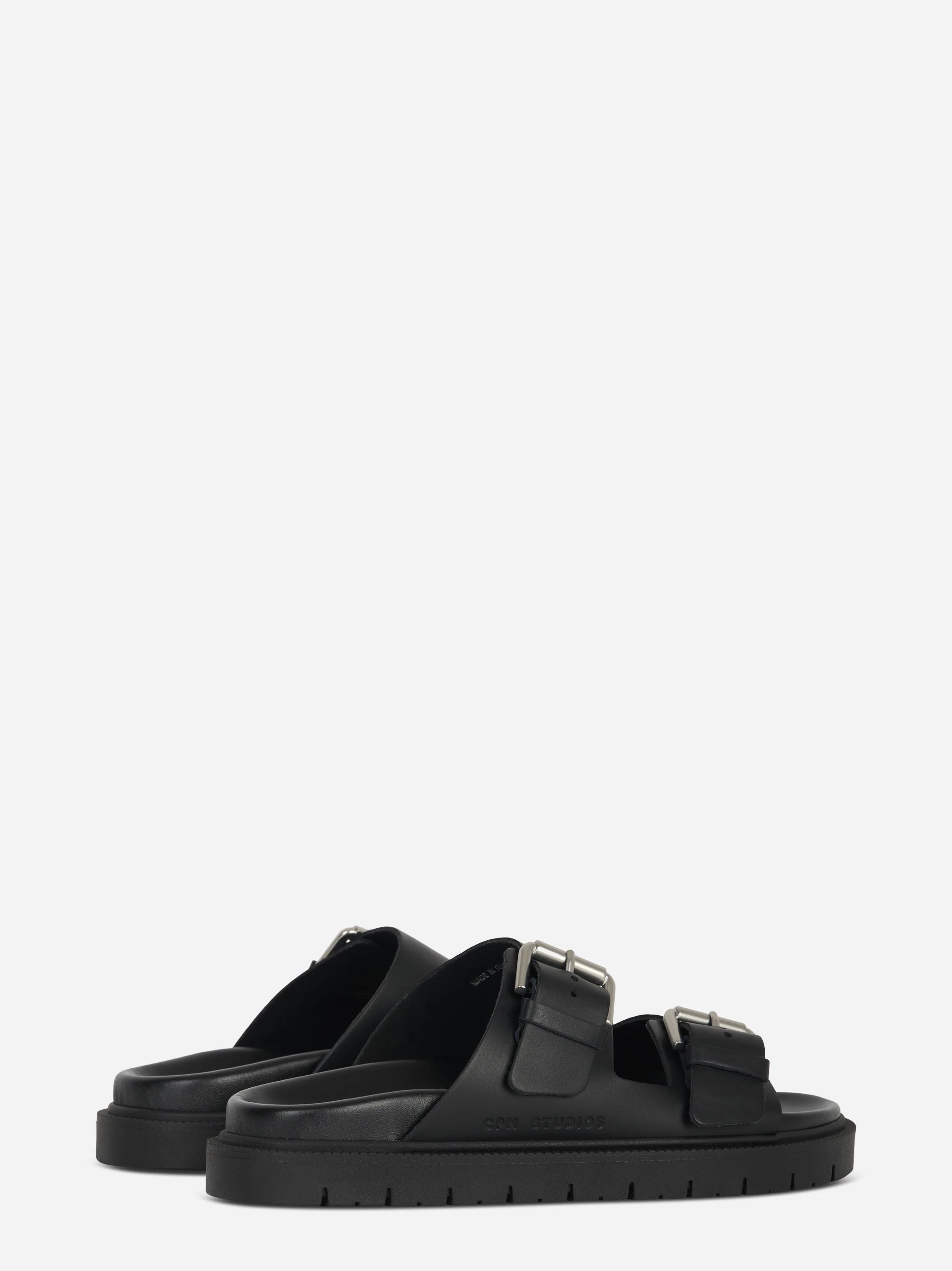 Sandalo flat nero con doppia fascia