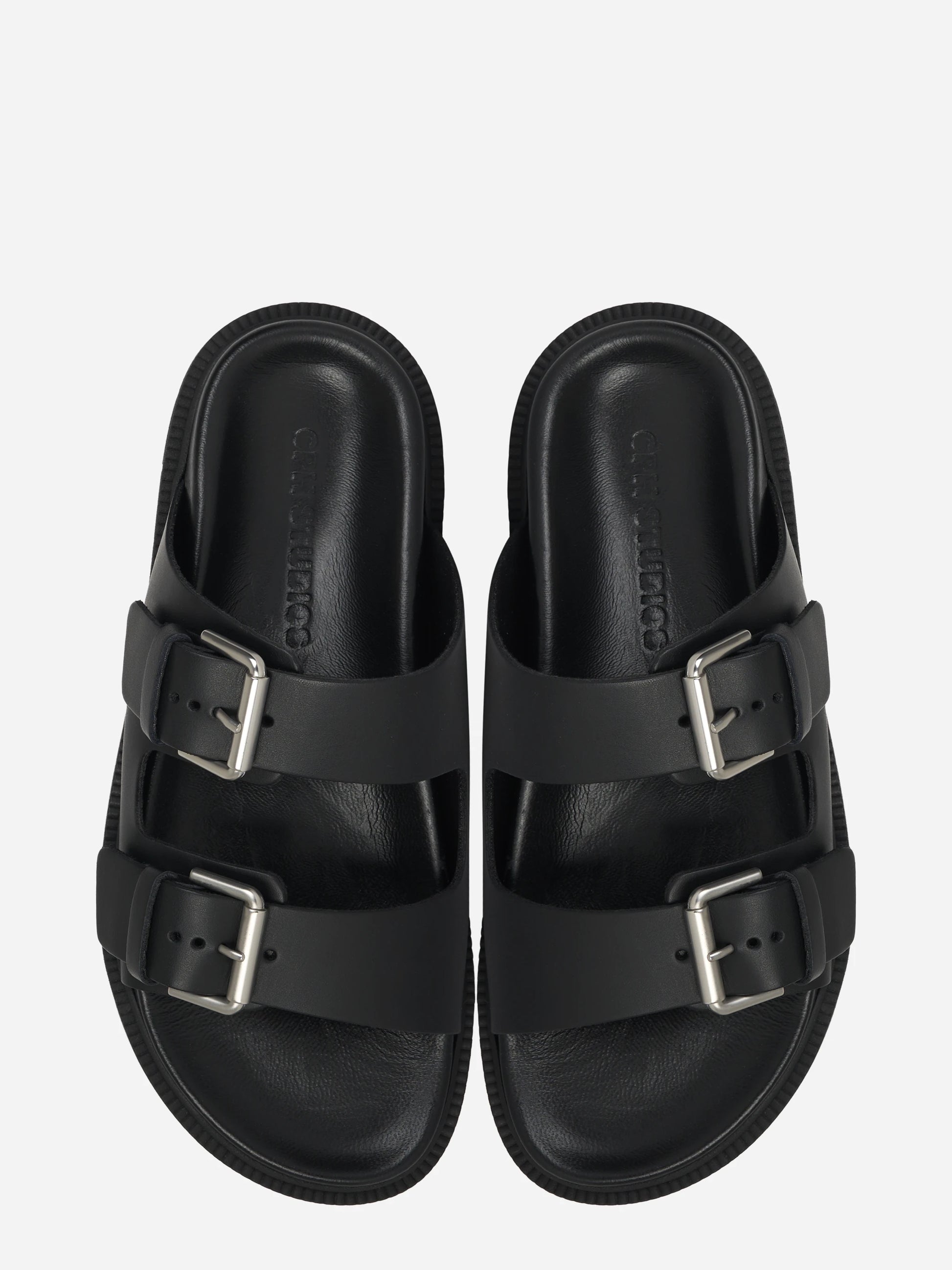 Sandalo flat nero con doppia fascia