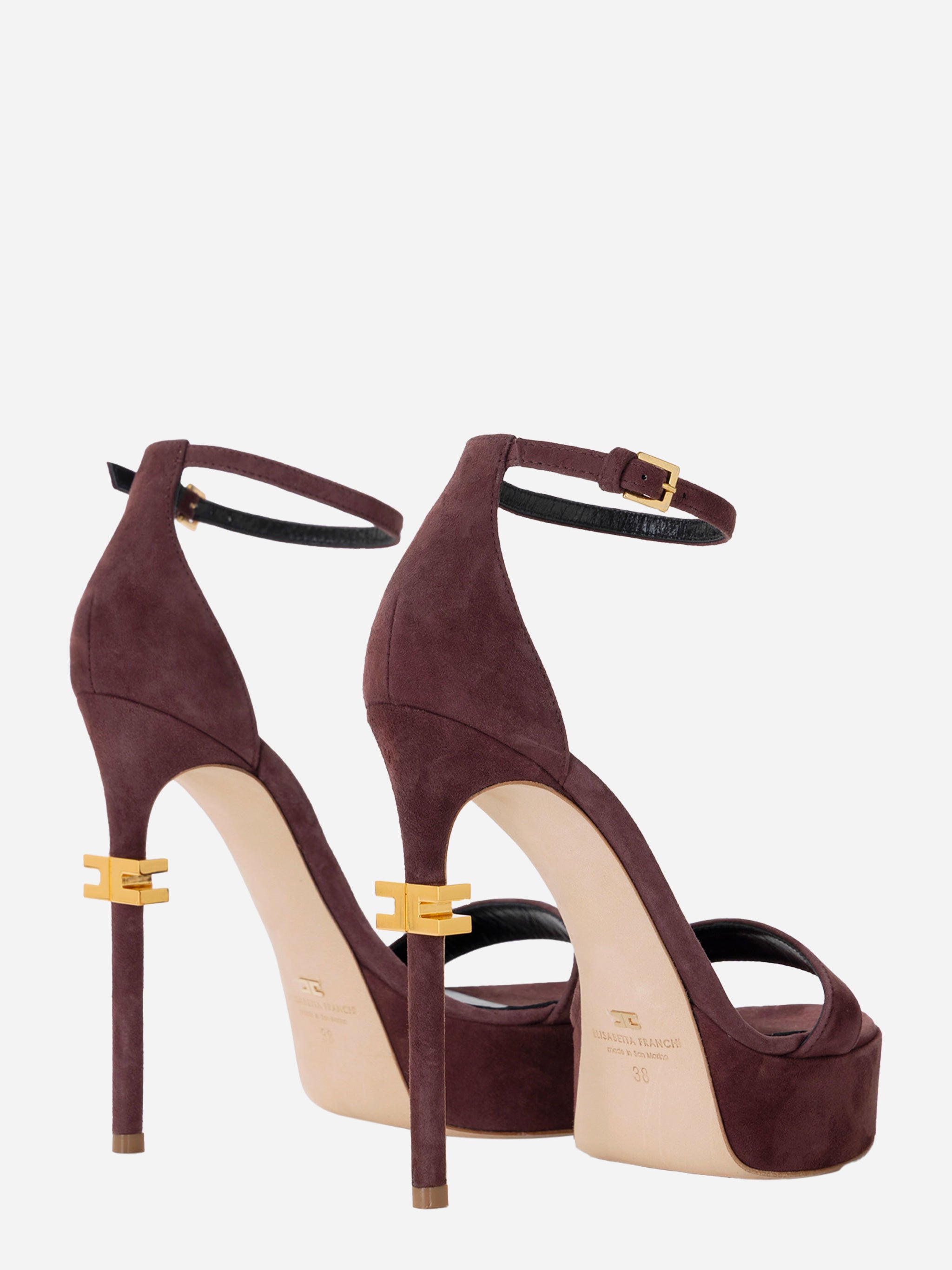 Sandali in pelle con plateau Bordeaux